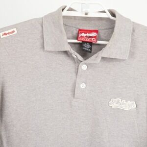 Akademiks Polo Shirt Mens Large Grey Short Sleeve Embroidered Streetwear Y2K